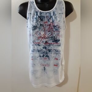 Olsen Europe Floral Embroidered Sleeveless Tank Top Abstract Print XXS/2